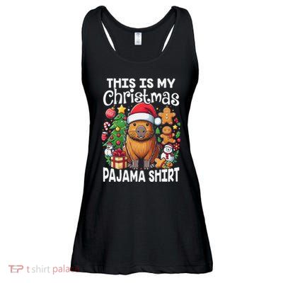 This Is My Christmas Pajama Funny Capybara Xmas Pjs Ladies Essential Flowy Tank