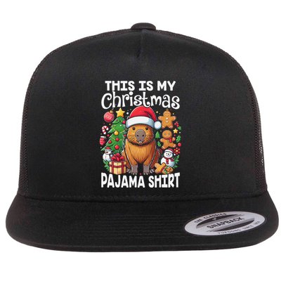 This Is My Christmas Pajama Funny Capybara Xmas Pjs Flatbill Hat