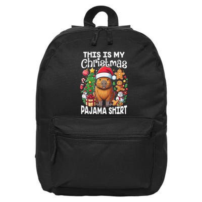 This Is My Christmas Pajama Funny Capybara Xmas Pjs 16 in Basic Backpack