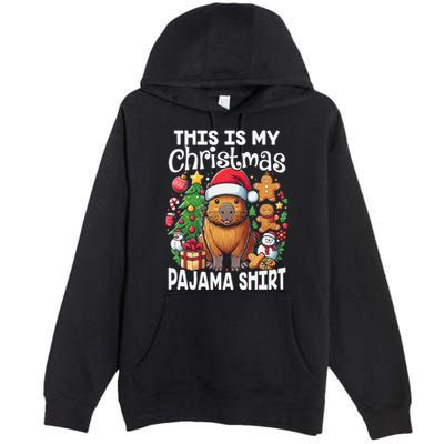 This Is My Christmas Pajama Funny Capybara Xmas Pjs Premium Pullover Hoodie