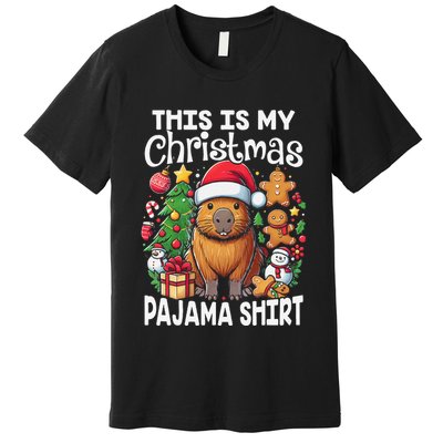 This Is My Christmas Pajama Funny Capybara Xmas Pjs Premium T-Shirt