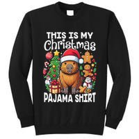 This Is My Christmas Pajama Funny Capybara Xmas Pjs Tall Sweatshirt