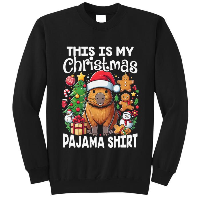 This Is My Christmas Pajama Funny Capybara Xmas Pjs Tall Sweatshirt