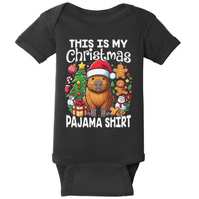 This Is My Christmas Pajama Funny Capybara Xmas Pjs Baby Bodysuit