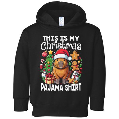 This Is My Christmas Pajama Funny Capybara Xmas Pjs Toddler Hoodie