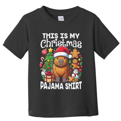 This Is My Christmas Pajama Funny Capybara Xmas Pjs Toddler T-Shirt