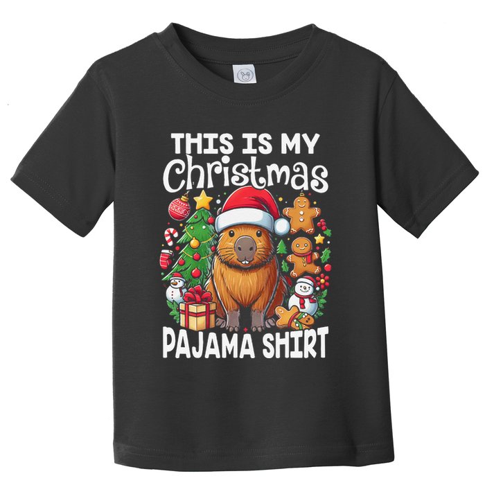 This Is My Christmas Pajama Funny Capybara Xmas Pjs Toddler T-Shirt