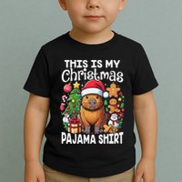 This Is My Christmas Pajama Funny Capybara Xmas Pjs Toddler T-Shirt