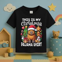 This Is My Christmas Pajama Funny Capybara Xmas Pjs Toddler T-Shirt