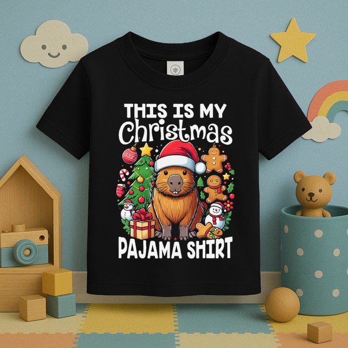 This Is My Christmas Pajama Funny Capybara Xmas Pjs Toddler T-Shirt