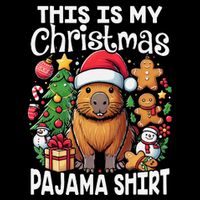 This Is My Christmas Pajama Funny Capybara Xmas Pjs Toddler T-Shirt