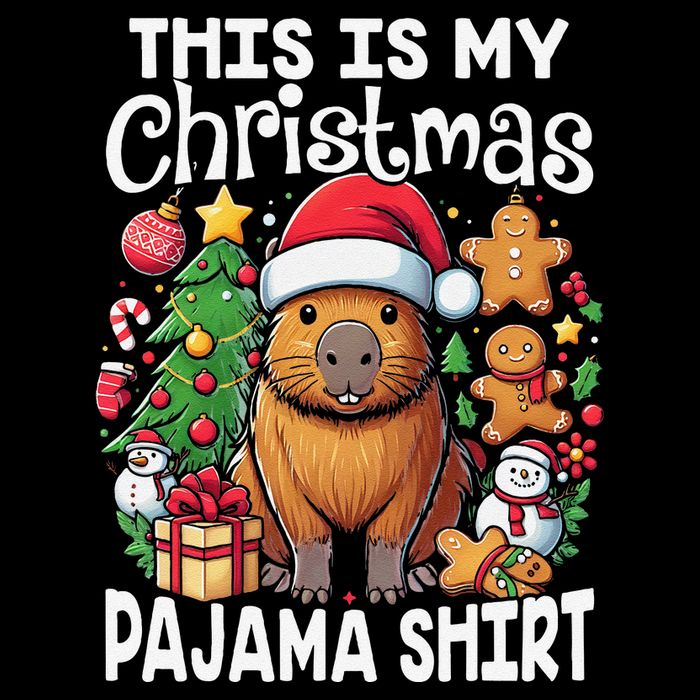 This Is My Christmas Pajama Funny Capybara Xmas Pjs Toddler T-Shirt