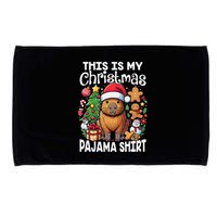 This Is My Christmas Pajama Funny Capybara Xmas Pjs Microfiber Hand Towel