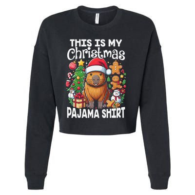 This Is My Christmas Pajama Funny Capybara Xmas Pjs Cropped Pullover Crew