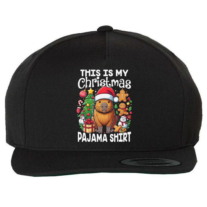 This Is My Christmas Pajama Funny Capybara Xmas Pjs Wool Snapback Cap