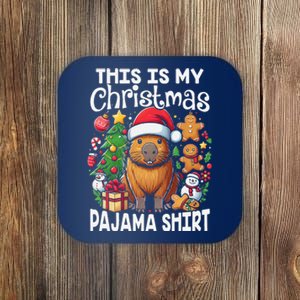 This Is My Christmas Pajama Funny Capybara Xmas Pjs Coaster