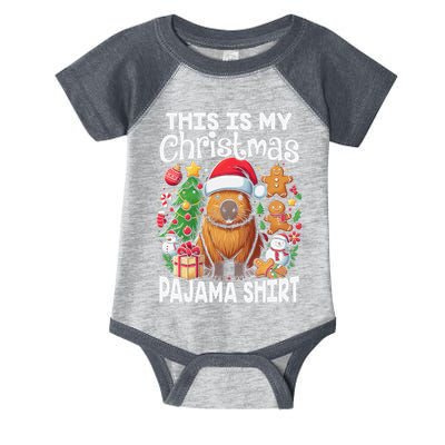 This Is My Christmas Pajama Funny Capybara Xmas Pjs Infant Baby Jersey Bodysuit