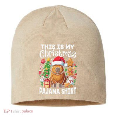 This Is My Christmas Pajama Funny Capybara Xmas Pjs Sustainable Beanie