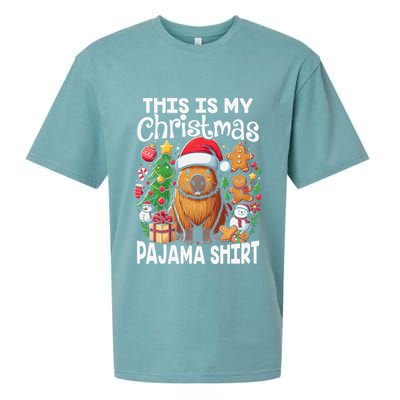 This Is My Christmas Pajama Funny Capybara Xmas Pjs Sueded Cloud Jersey T-Shirt