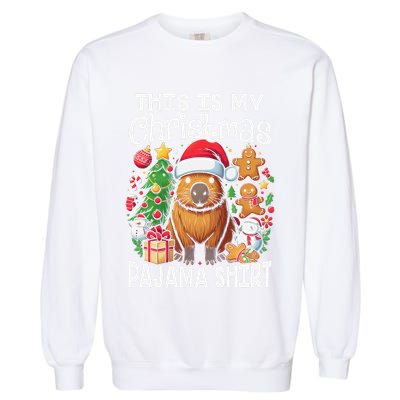 This Is My Christmas Pajama Funny Capybara Xmas Pjs Garment-Dyed Sweatshirt