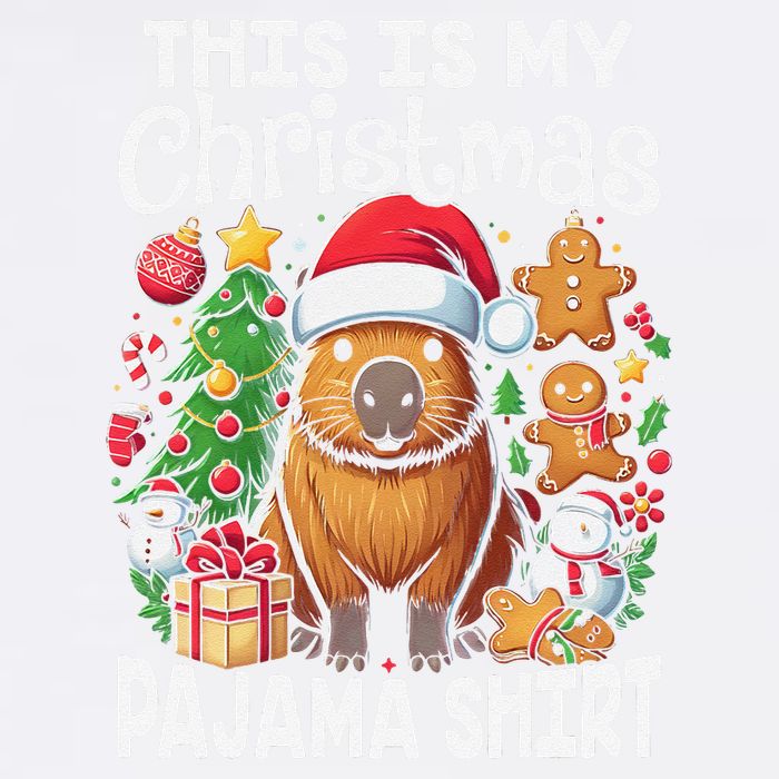 This Is My Christmas Pajama Funny Capybara Xmas Pjs Garment-Dyed Sweatshirt