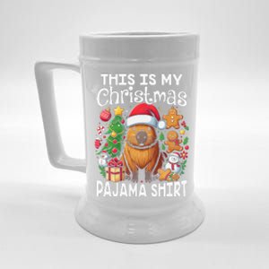 This Is My Christmas Pajama Funny Capybara Xmas Pjs Beer Stein