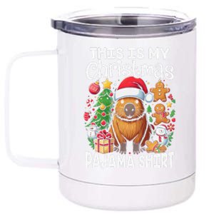 This Is My Christmas Pajama Funny Capybara Xmas Pjs 12 oz Stainless Steel Tumbler Cup