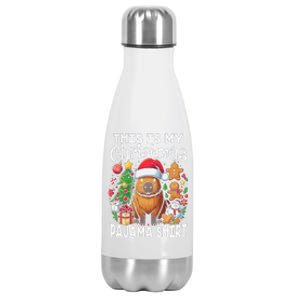 This Is My Christmas Pajama Funny Capybara Xmas Pjs Stainless Steel Insulated Water Bottle