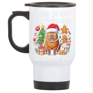 This Is My Christmas Pajama Funny Capybara Xmas Pjs Stainless Steel Travel Mug