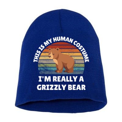 This Is My Hu Costume IM Really A Grizzly Bear Halloween Cool Gift Short Acrylic Beanie