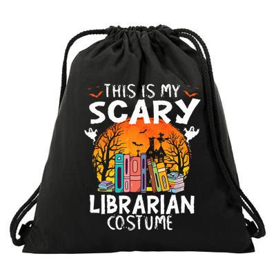 This Is My Scary Librarian Costume Funny Halloween Library Drawstring Bag
