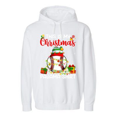 This Is My Christmas Pajama Xmas Lights Baseball Ball Lover Great Gift Garment-Dyed Fleece Hoodie