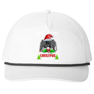 This Is My Christmas Pajama Santa Hat Gamer Video Game Gift Snapback Five-Panel Rope Hat