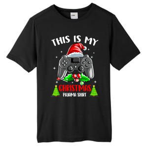 This Is My Christmas Pajama Santa Hat Gamer Video Game Gift Tall Fusion ChromaSoft Performance T-Shirt