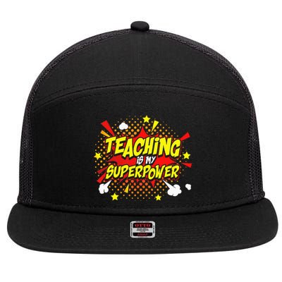 Teaching Is My Superpower Retro Comic Teacher 7 Panel Mesh Trucker Snapback Hat