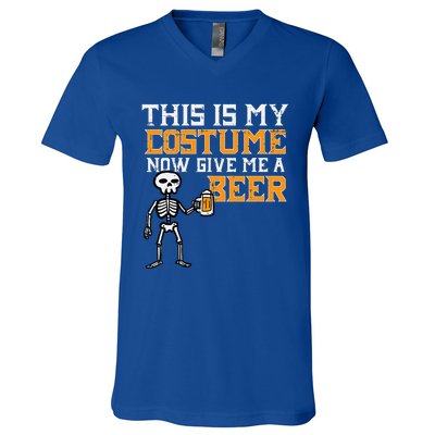 This Is My Costume Funny Skeleton Halloween Dad V-Neck T-Shirt