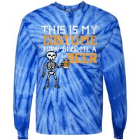 This Is My Costume Funny Skeleton Halloween Dad Tie-Dye Long Sleeve Shirt