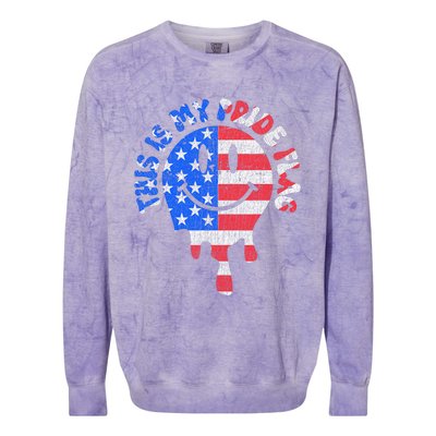 This Is My Pride Flag USA Happy Face American 4th Of July Colorblast Crewneck Sweatshirt