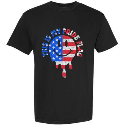 This Is My Pride Flag USA Happy Face American 4th Of July Garment-Dyed Heavyweight T-Shirt