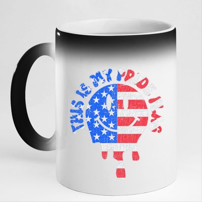 This Is My Pride Flag USA Happy Face American 4th Of July 11oz Black Color Changing Mug