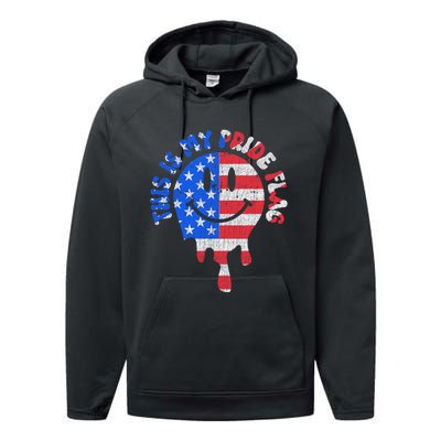 This Is My Pride Flag USA Happy Face American 4th Of July Performance Fleece Hoodie