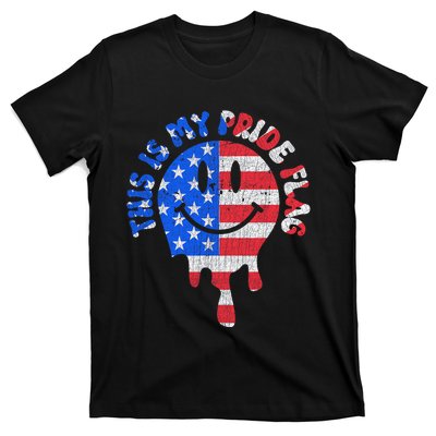 This Is My Pride Flag USA Happy Face American 4th Of July T-Shirt