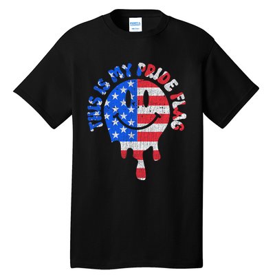 This Is My Pride Flag USA Happy Face American 4th Of July Tall T-Shirt