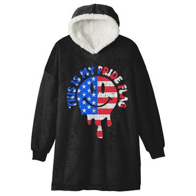 This Is My Pride Flag USA Happy Face American 4th Of July Hooded Wearable Blanket