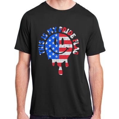 This Is My Pride Flag USA Happy Face American 4th Of July Adult ChromaSoft Performance T-Shirt