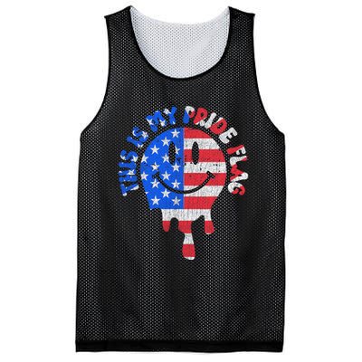 This Is My Pride Flag USA Happy Face American 4th Of July Mesh Reversible Basketball Jersey Tank