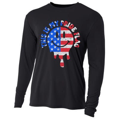 This Is My Pride Flag USA Happy Face American 4th Of July Cooling Performance Long Sleeve Crew