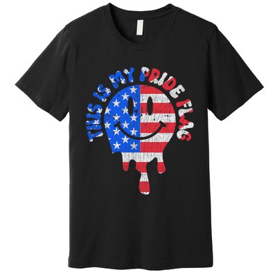 This Is My Pride Flag USA Happy Face American 4th Of July Premium T-Shirt