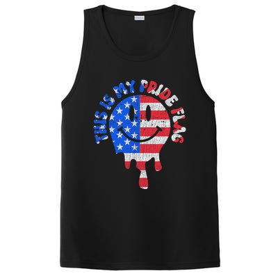 This Is My Pride Flag USA Happy Face American 4th Of July PosiCharge Competitor Tank