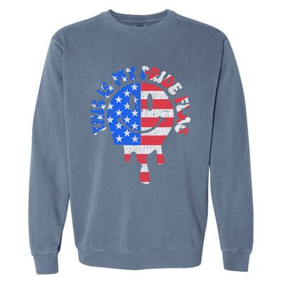 This Is My Pride Flag USA Happy Face American 4th Of July Garment-Dyed Sweatshirt